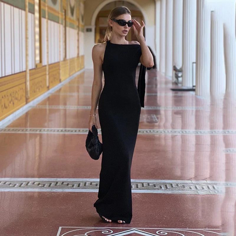 Kvinnors ärmlös slim fit aftonklänning