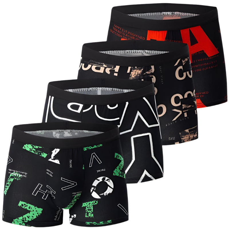 4-pack boxershorts med tryck för män