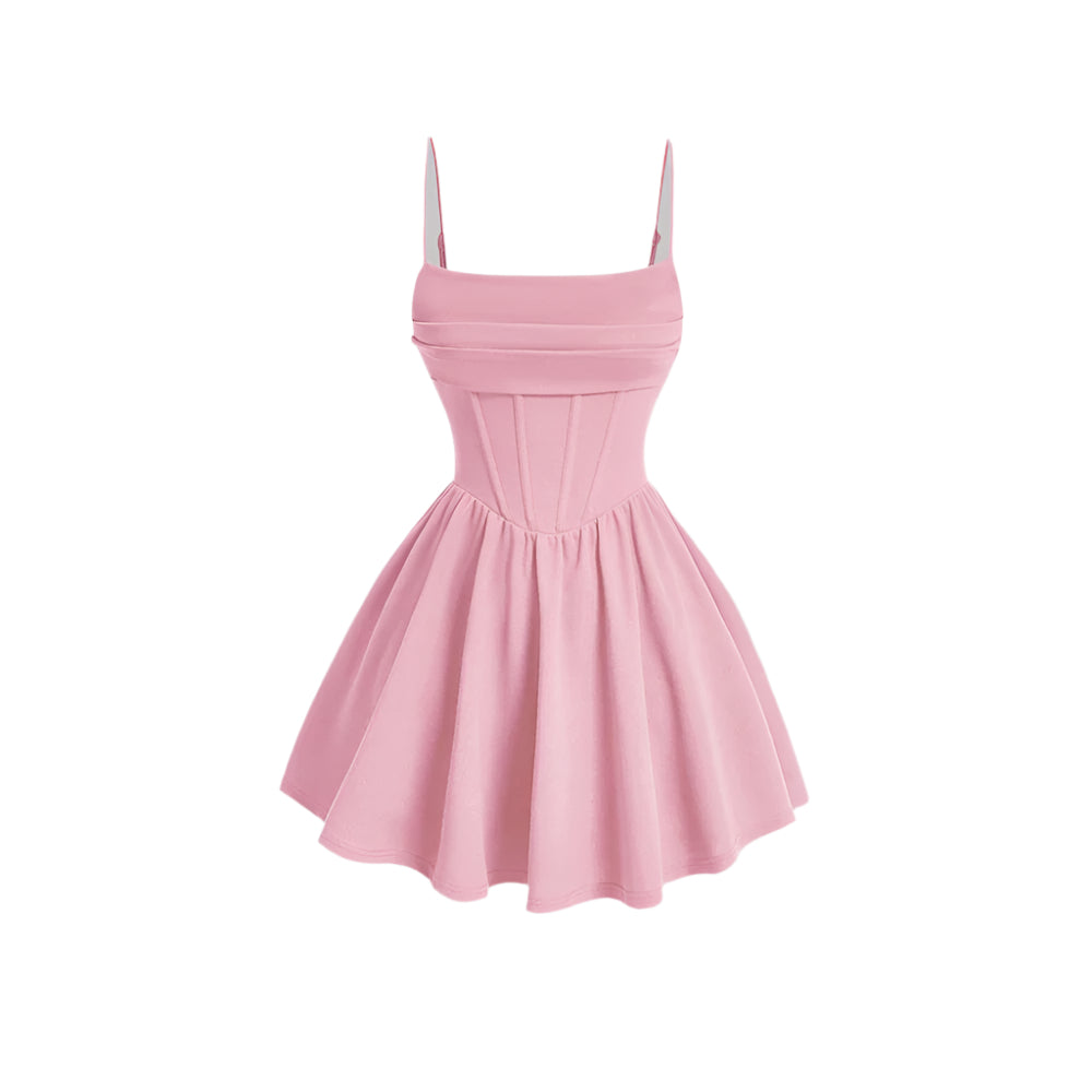 Kvinnors fyrkantig hals ärmlös A-linje miniklänning
