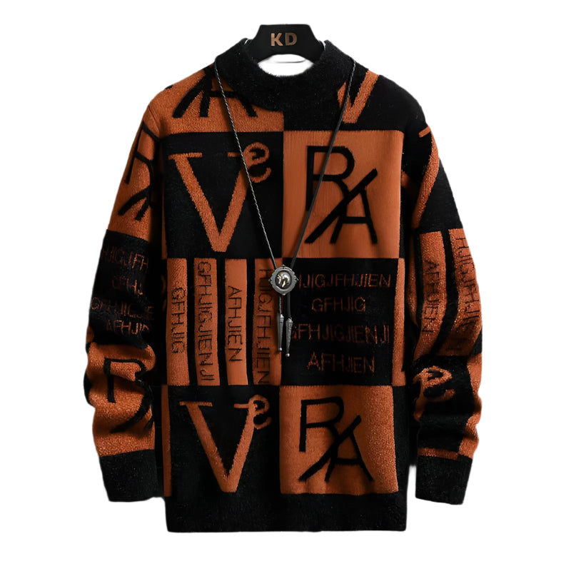 Randig rundhalsad tröja för män