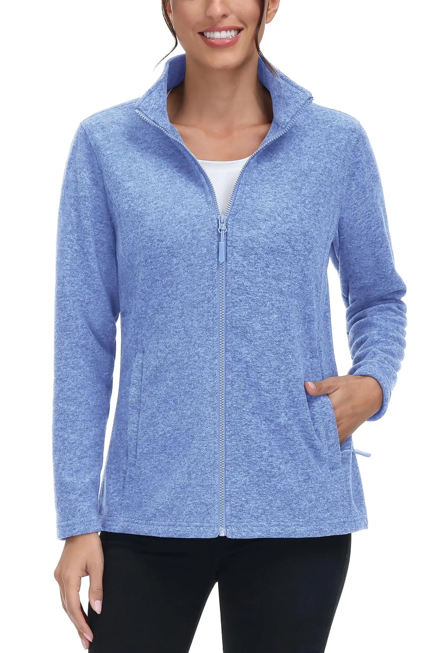 Lätt fleecejacka med full dragkedja för kvinnor