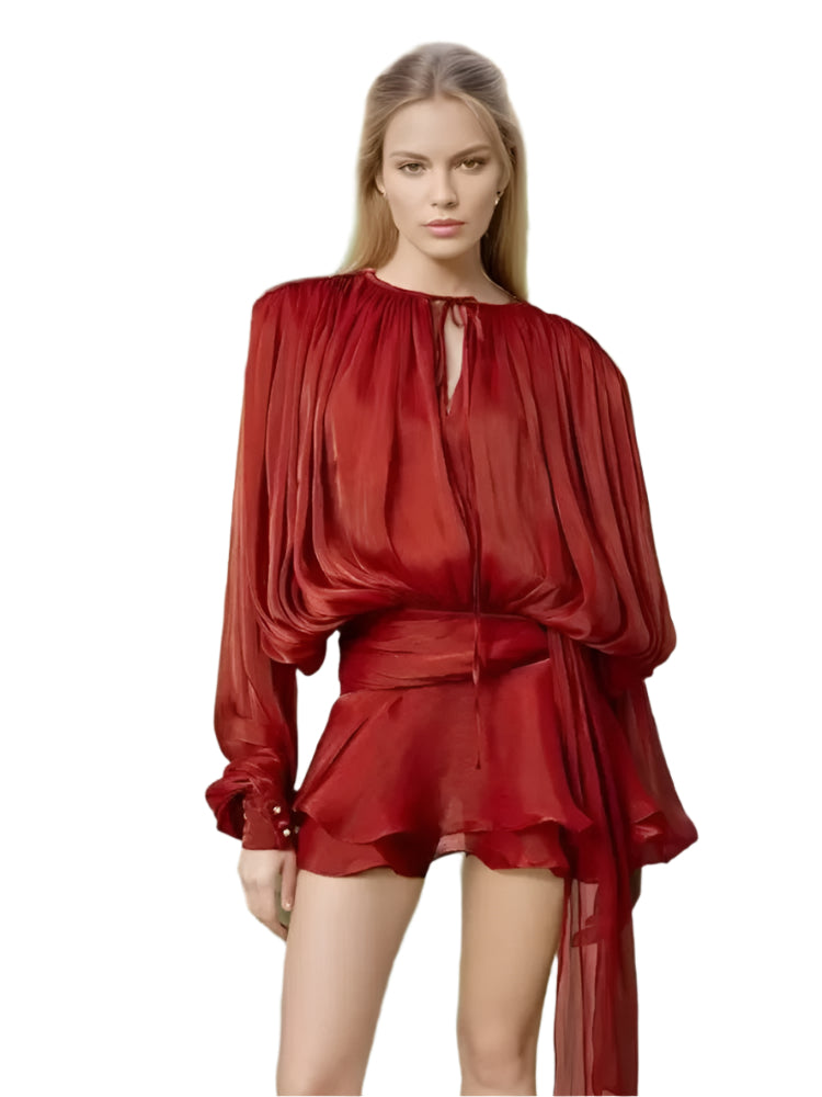 Damklänning med snörning och lanternärmar