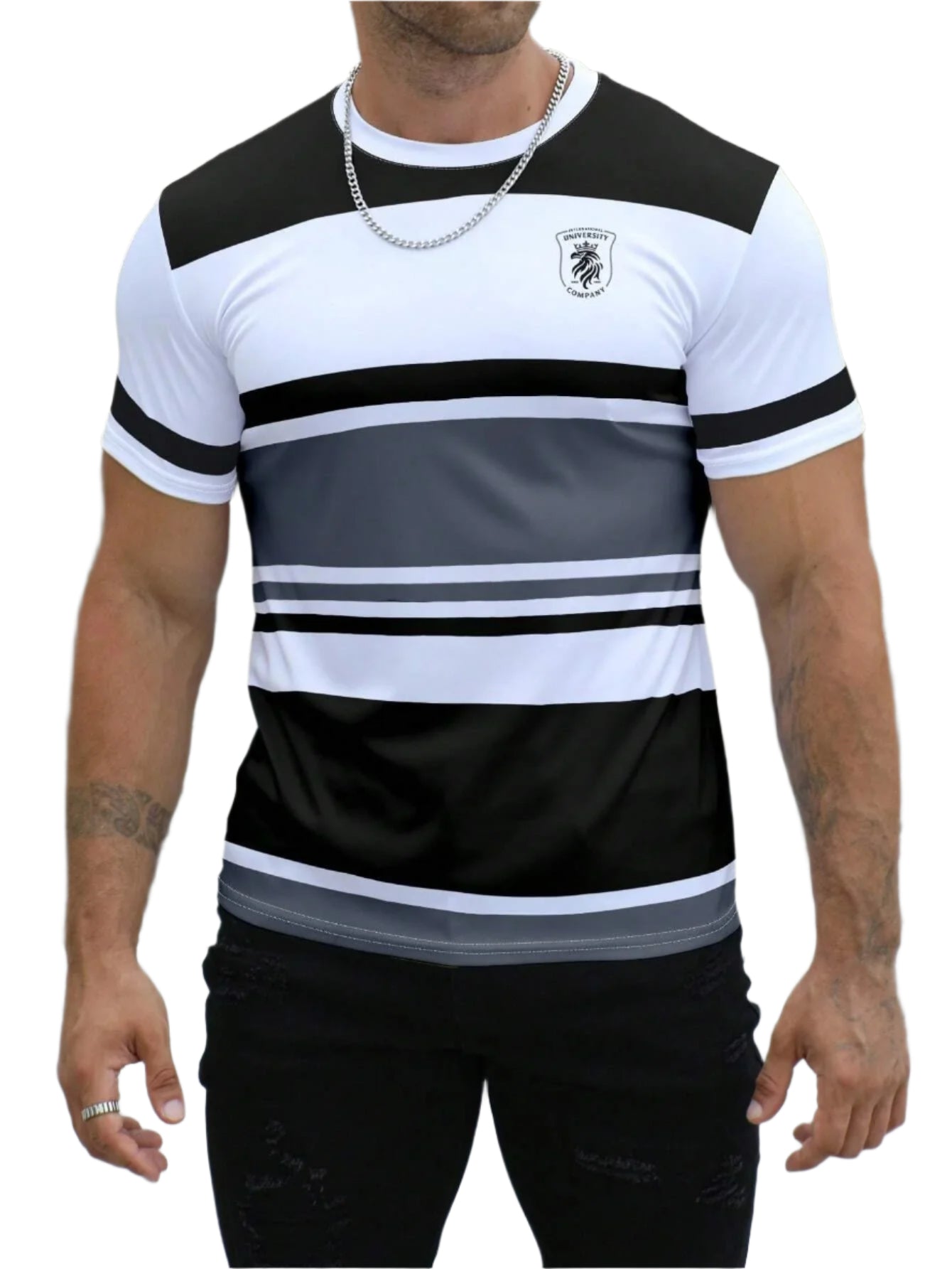 Randig Casual T-shirt för män