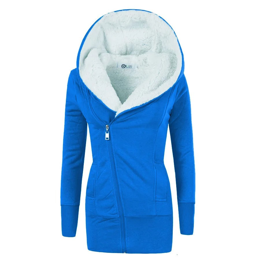 Fleece Cardigan med huva för kvinnor