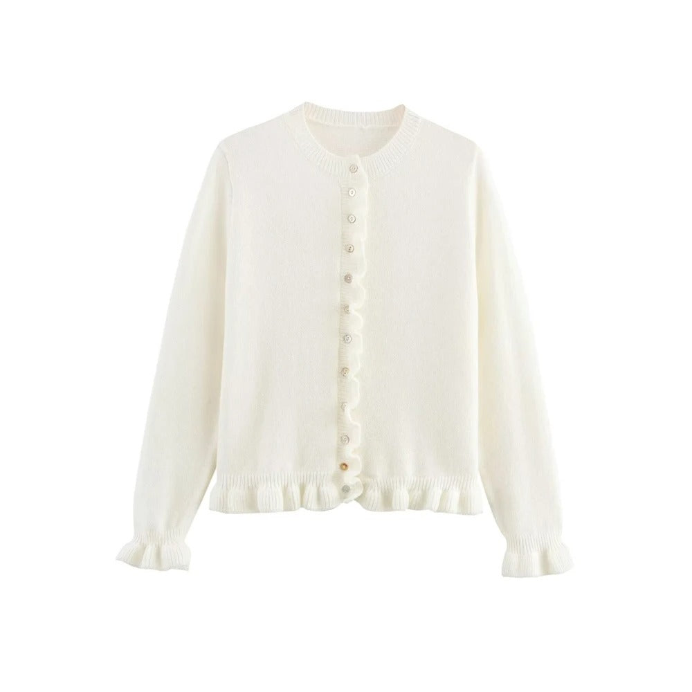 Texturerad stickad cardigan för kvinnor