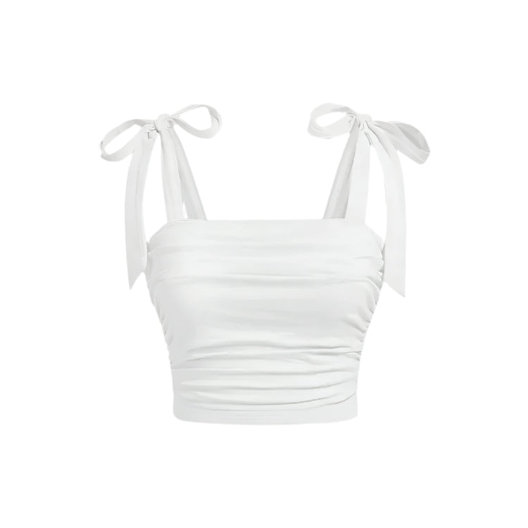 Ruffle Tie Shoulder Crop Top för kvinnor