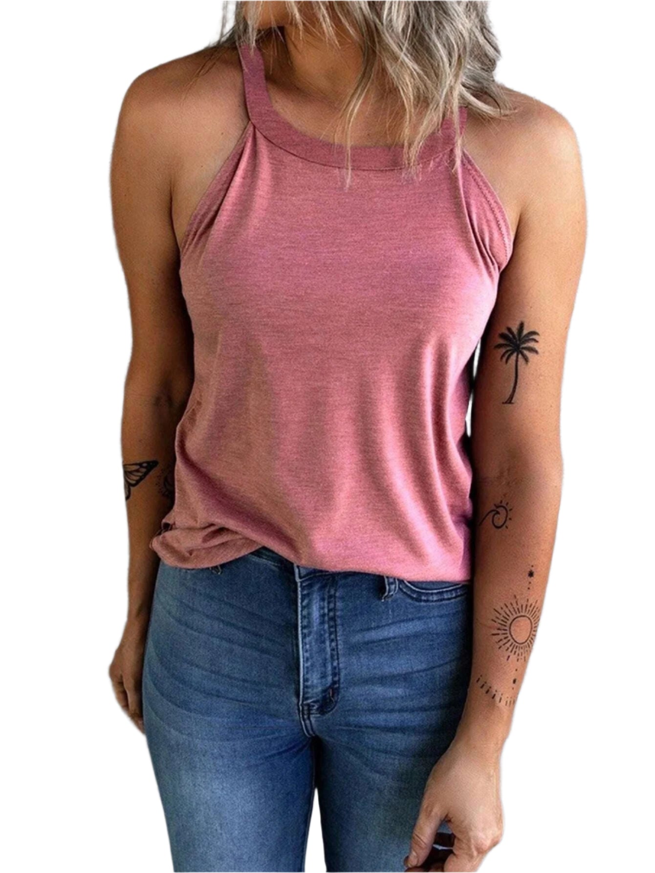 Ärmlös halterneck-linne för damer
