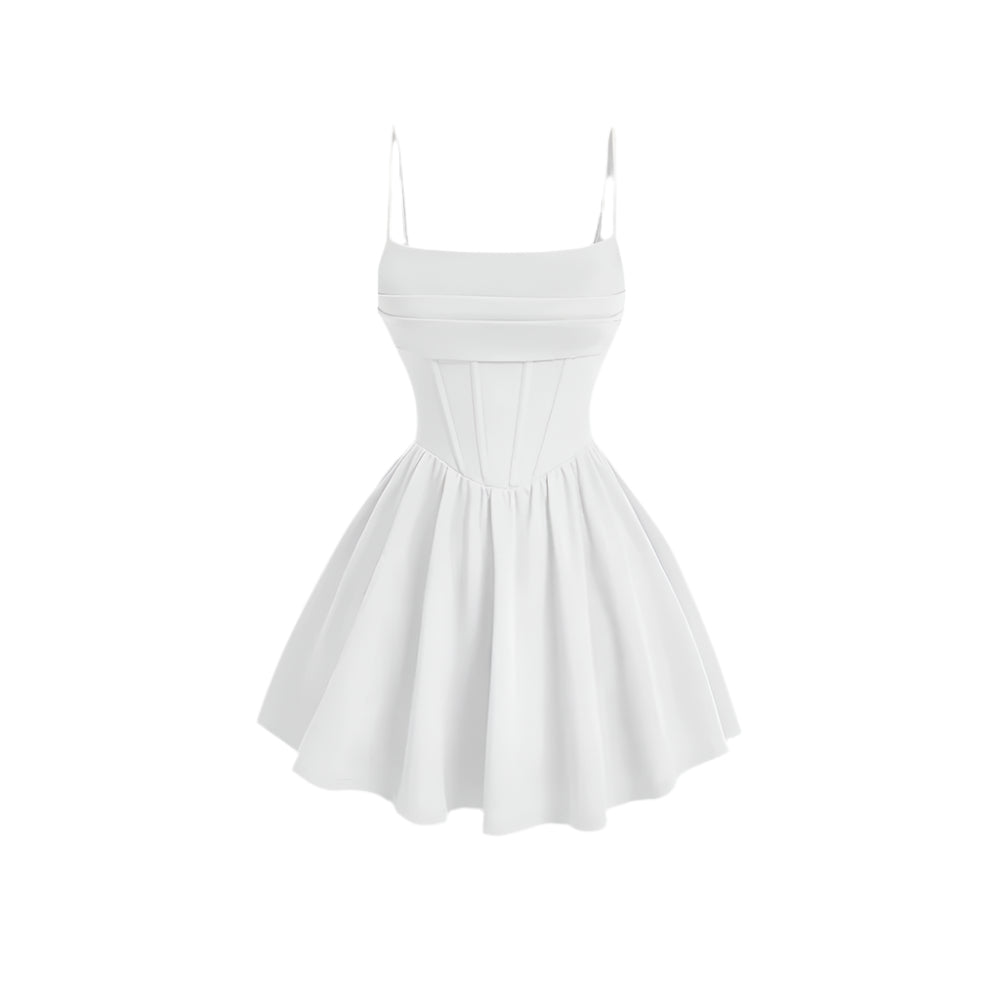 Kvinnors fyrkantig hals ärmlös A-linje miniklänning