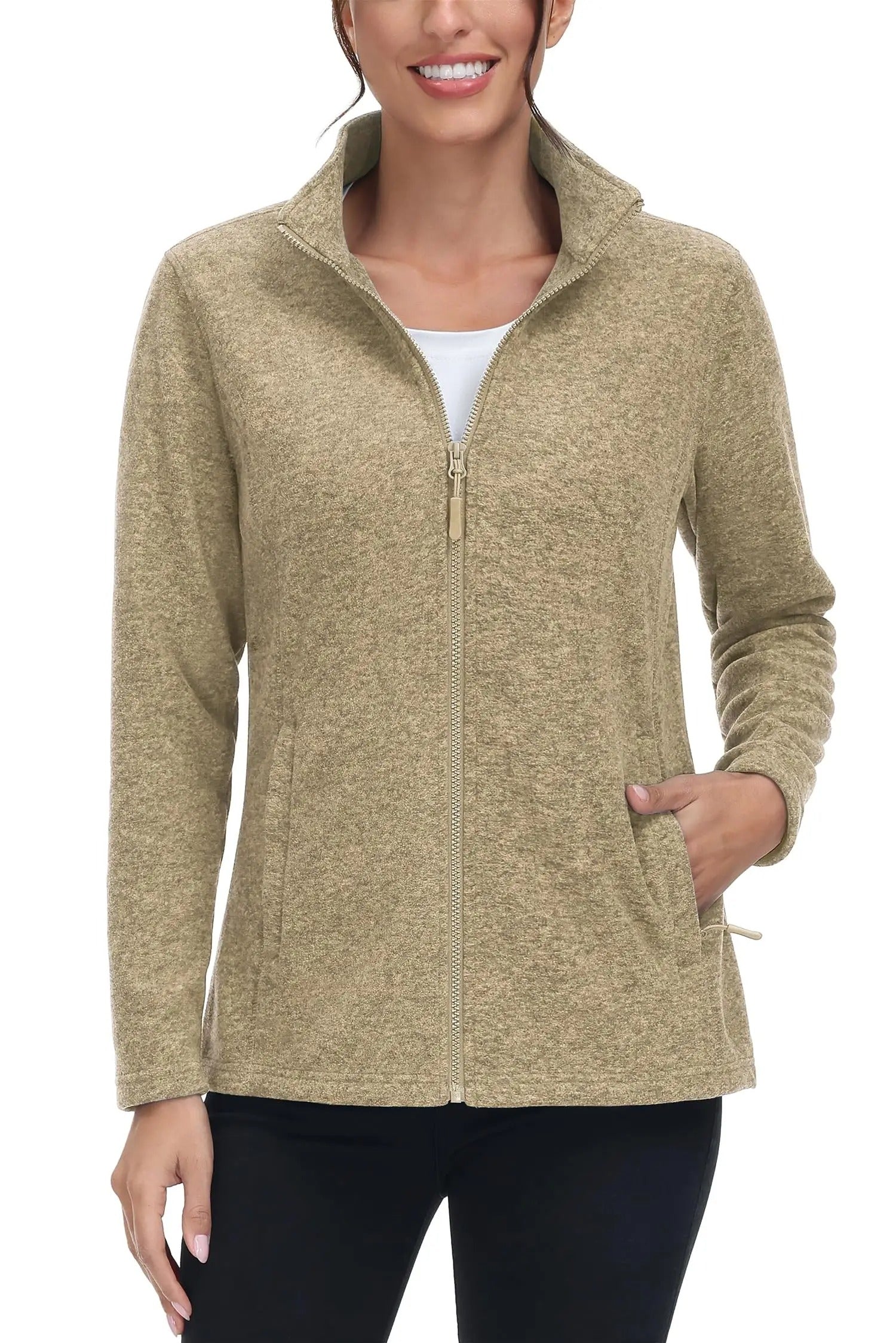 Lätt fleecejacka med full dragkedja för kvinnor