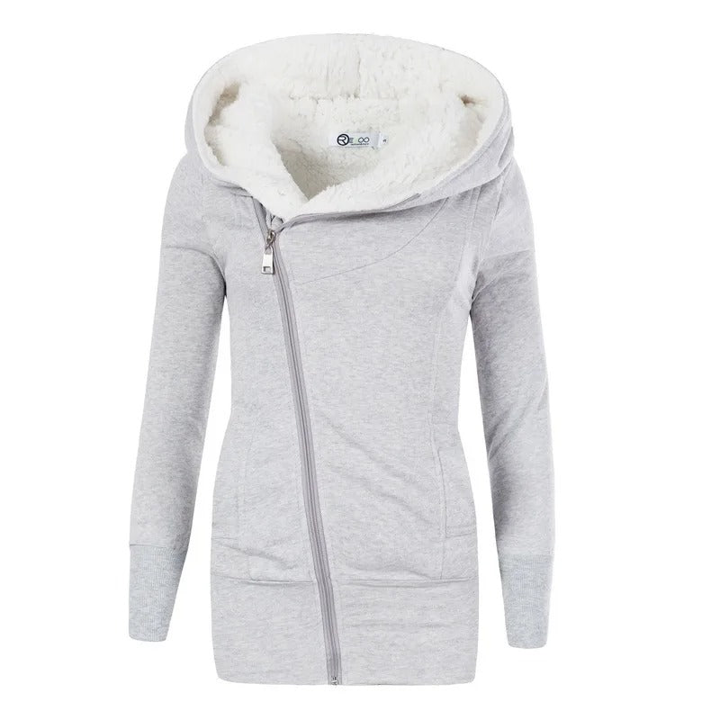 Fleece Cardigan med huva för kvinnor