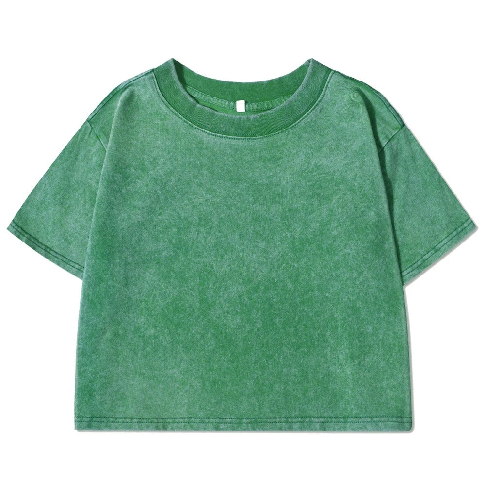 Enfärgad Slim Washed T-shirt för kvinnor