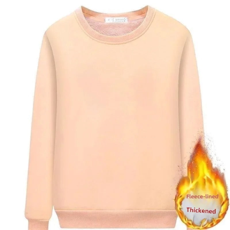 Fleecefodrad sweatshirt med rund hals för kvinnor