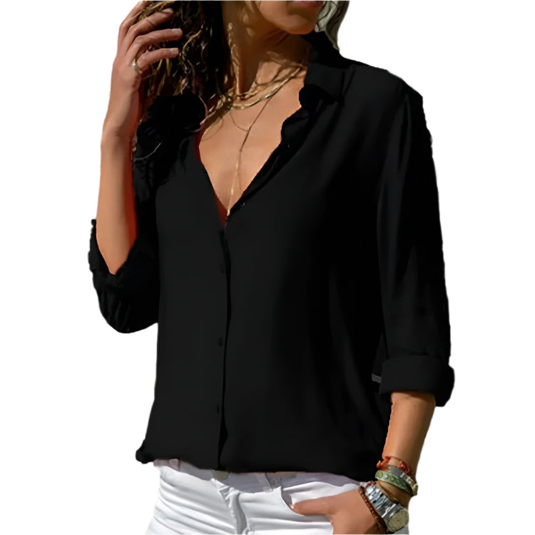 Casual Lapel Loose Shirt för kvinnor