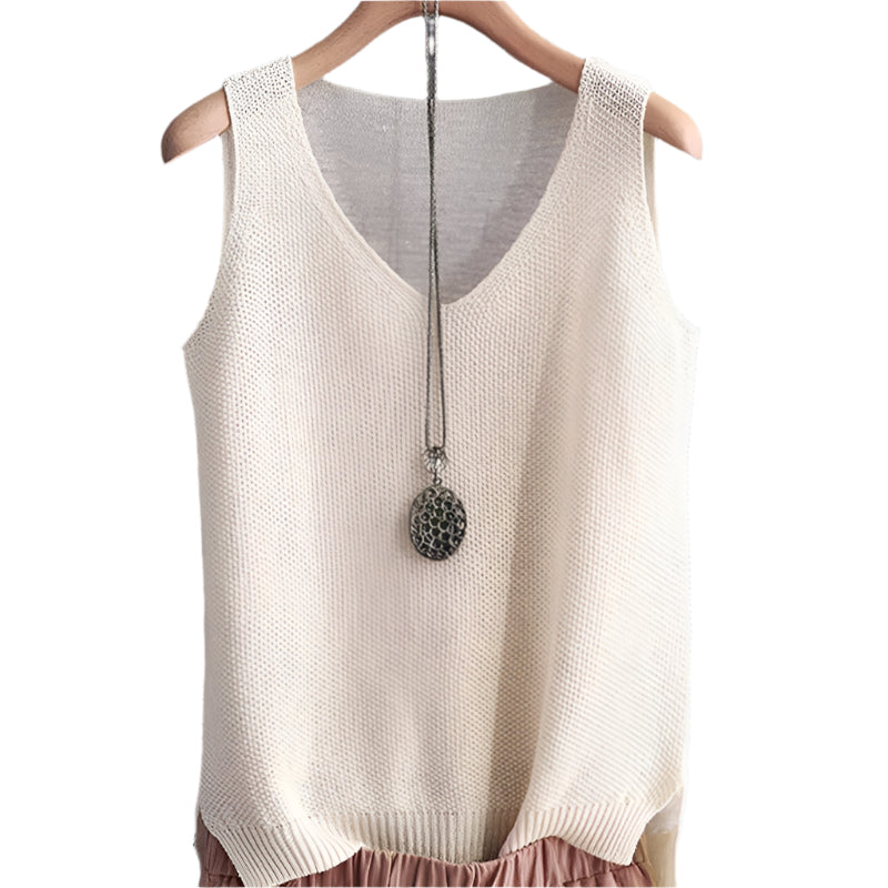 Ärmlös stickad blus för kvinnor