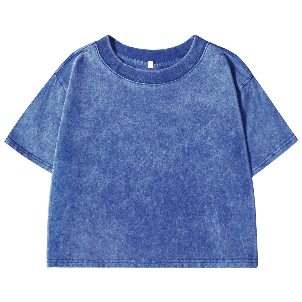 Enfärgad Slim Washed T-shirt för kvinnor