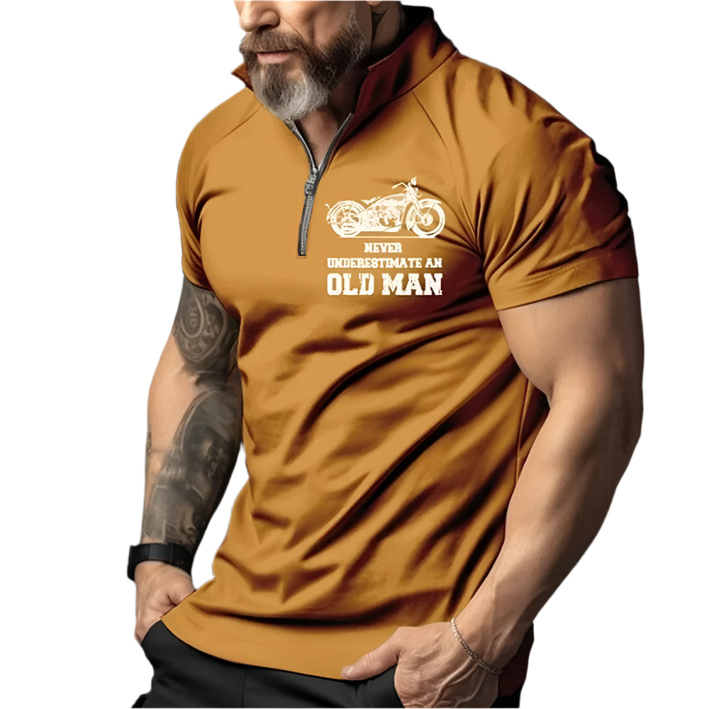 Herrpolotröja med vintage 3D-tryck