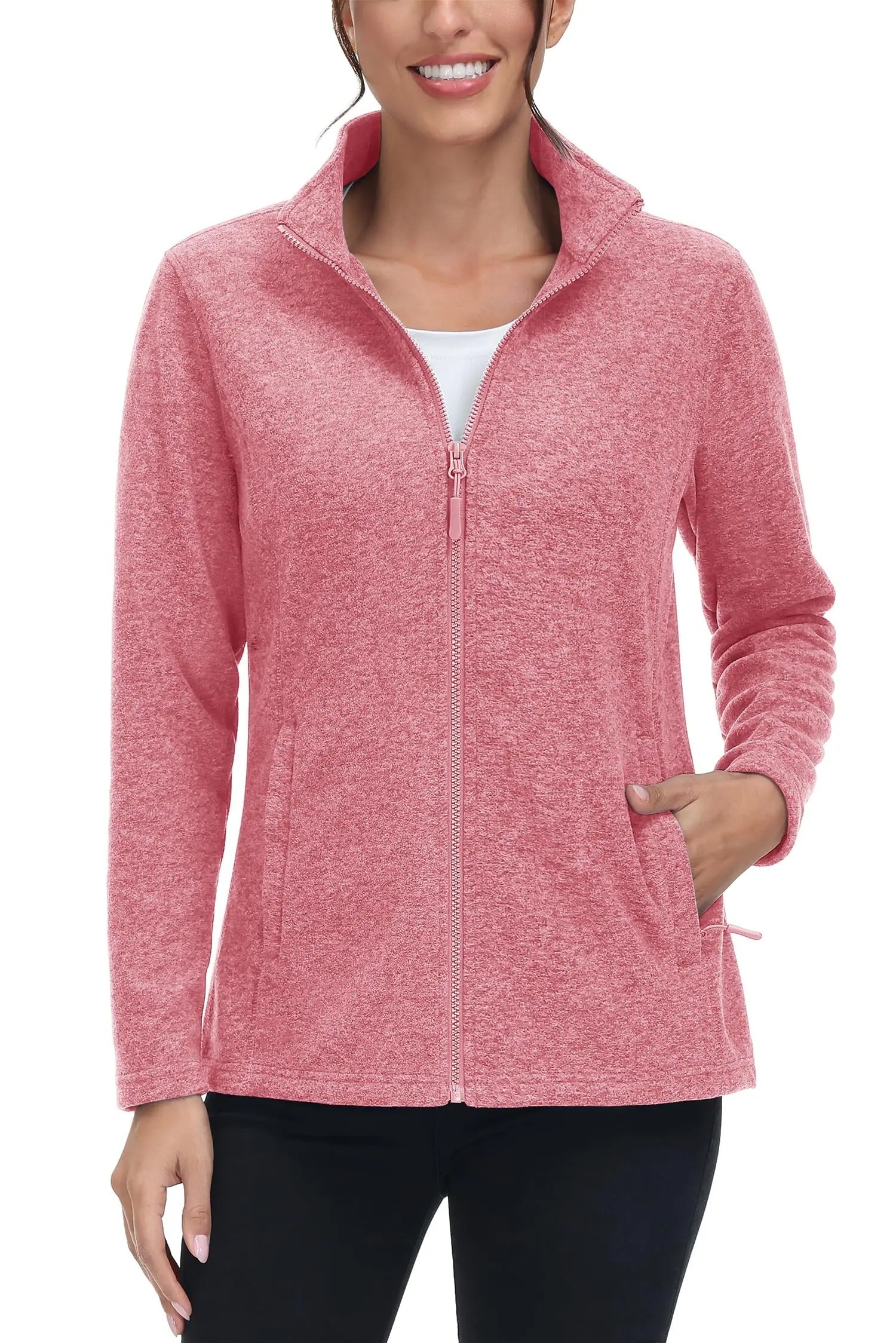 Lätt fleecejacka med full dragkedja för kvinnor