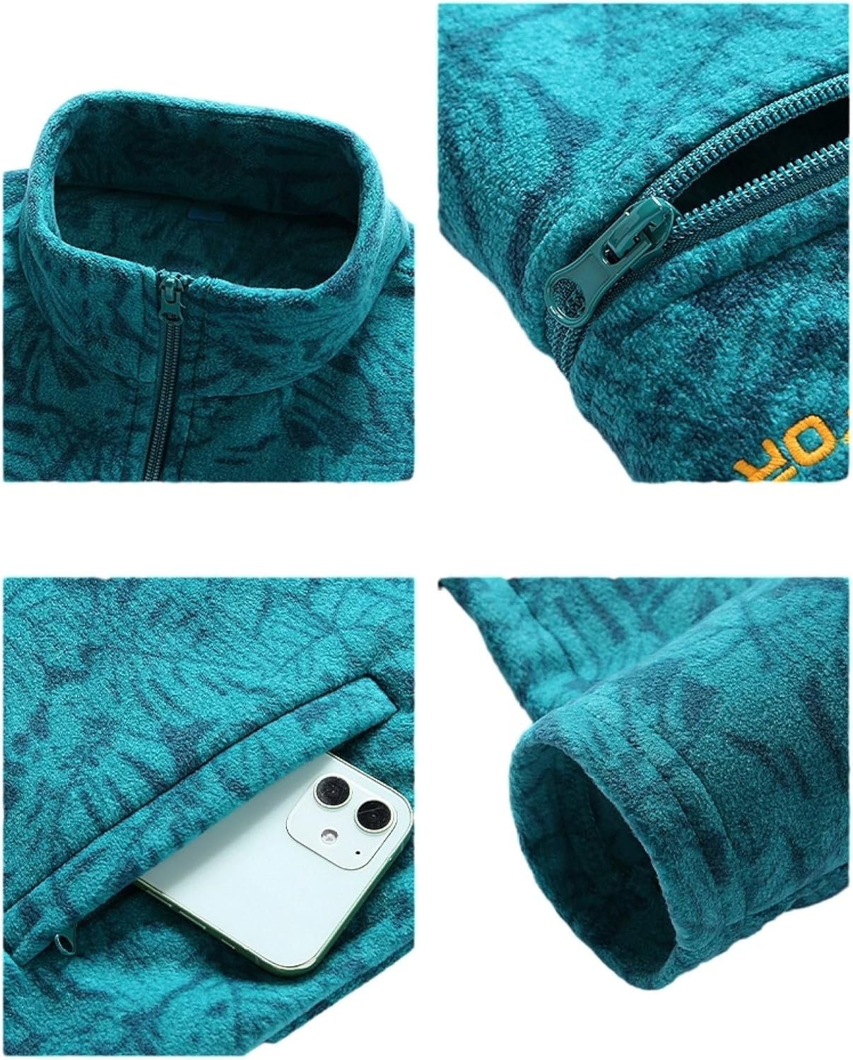 Borstad fleecejacka med tryck för kvinnor