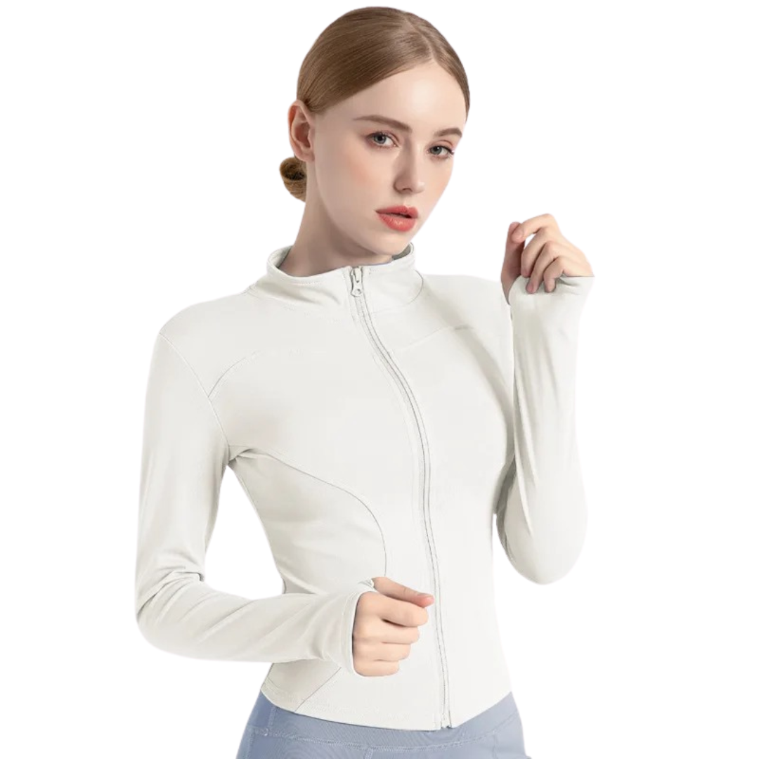 Långärmad träningsjacka med dragkedja för kvinnor