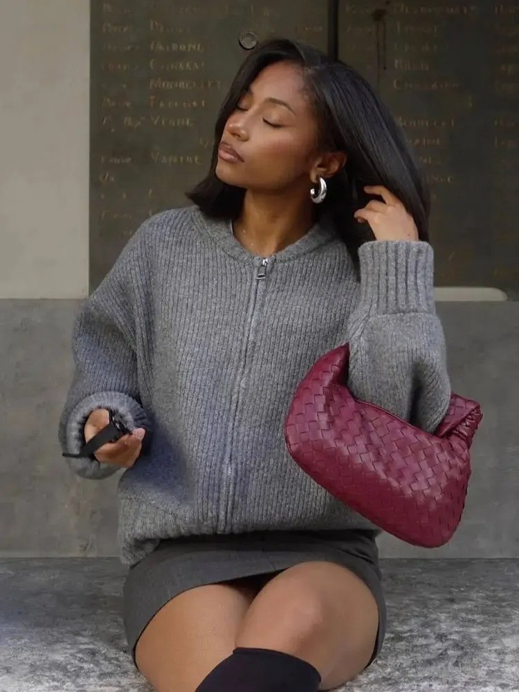 Vintage rundhalsad tröja för kvinnor