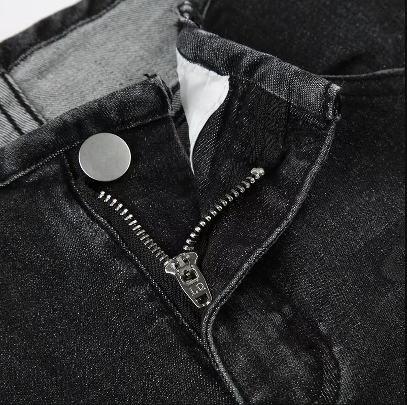 Blommiga jeansbyxor med låg upphov