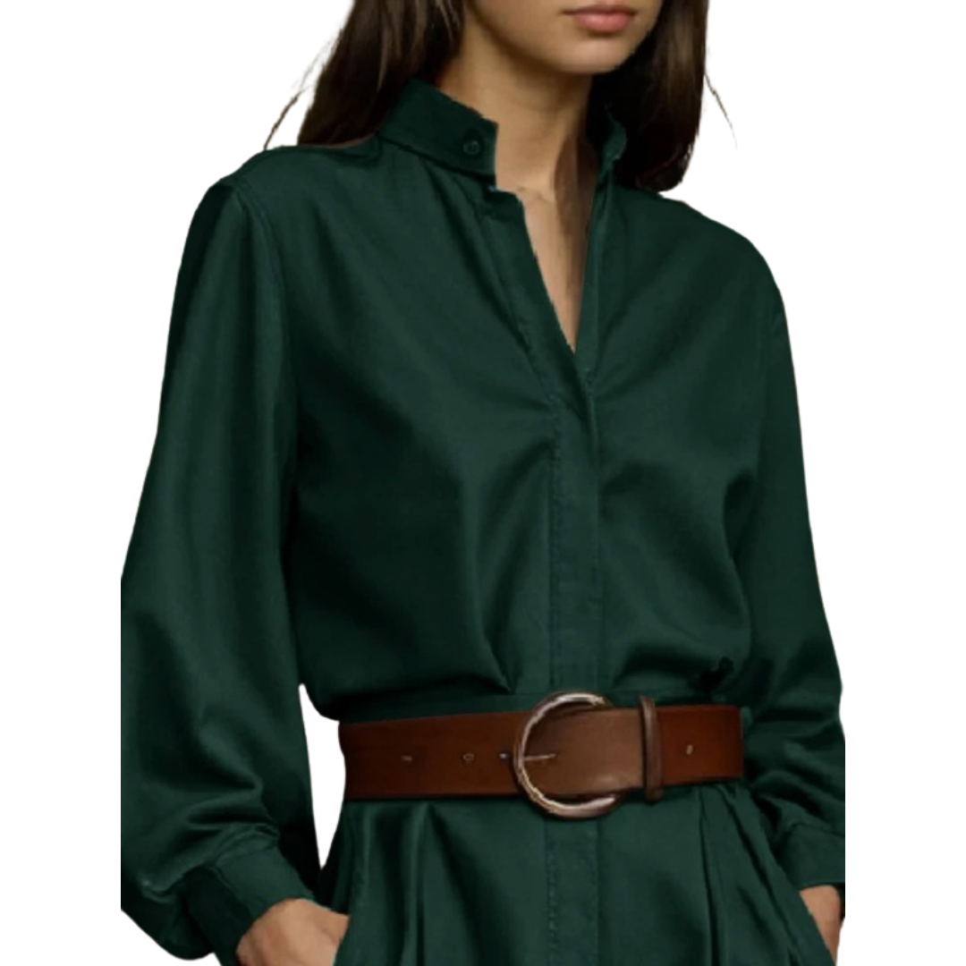 Knäppt blus med puffärm för kvinnor