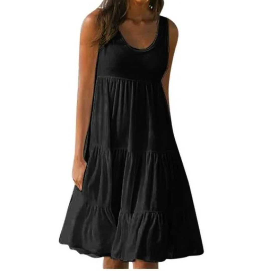 Boho-miniklänning med volanger för damer