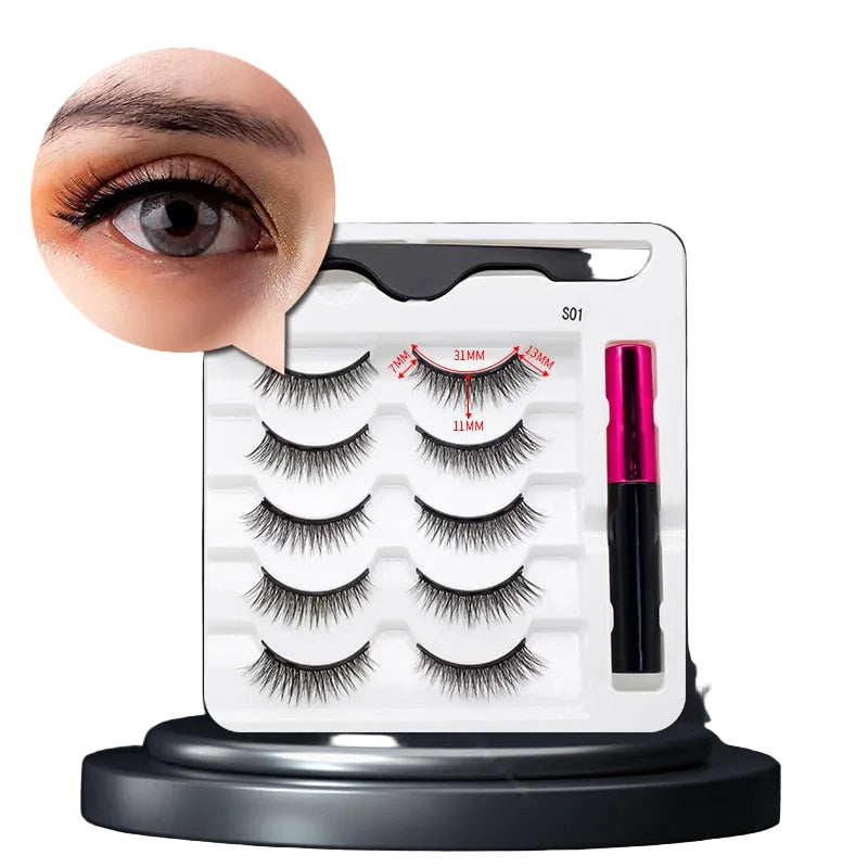 Set med magnetiska falska ögonfransar och eyeliner