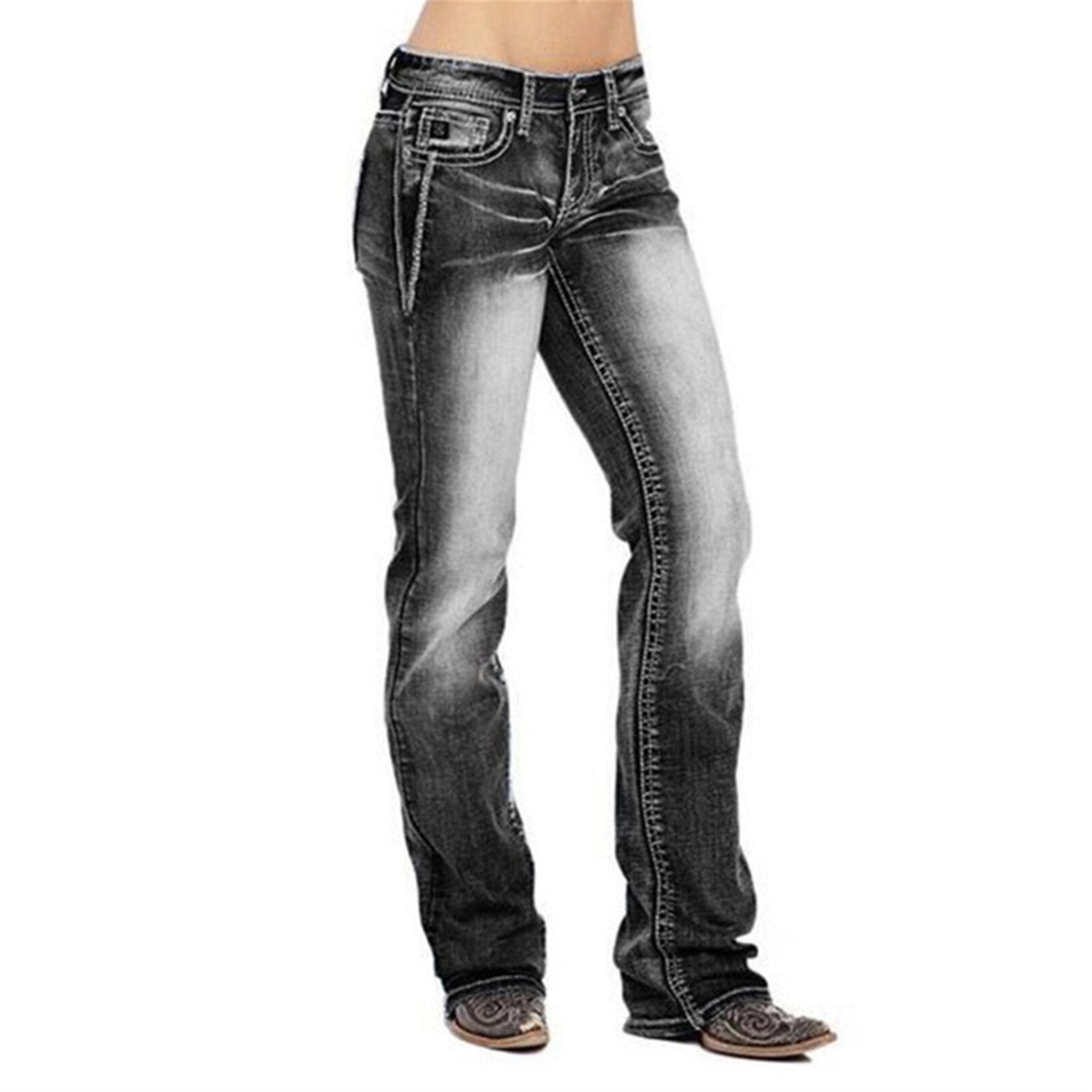 Jeans i denim med stöpsnitt