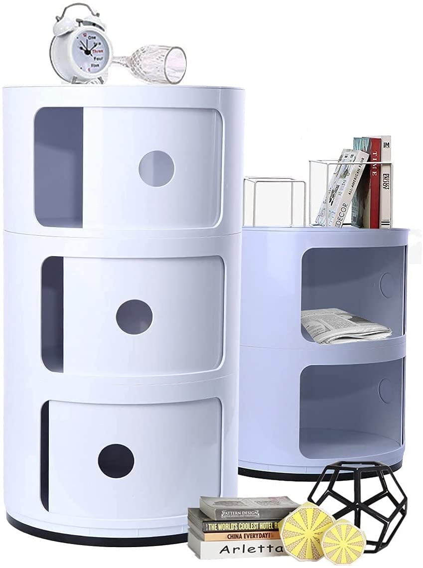 Cylindriskt modernt skåp med 3 nivåer