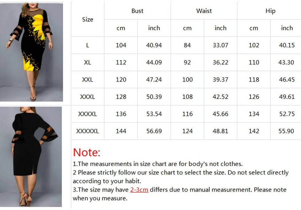 Plus storlek solros print casual klänning