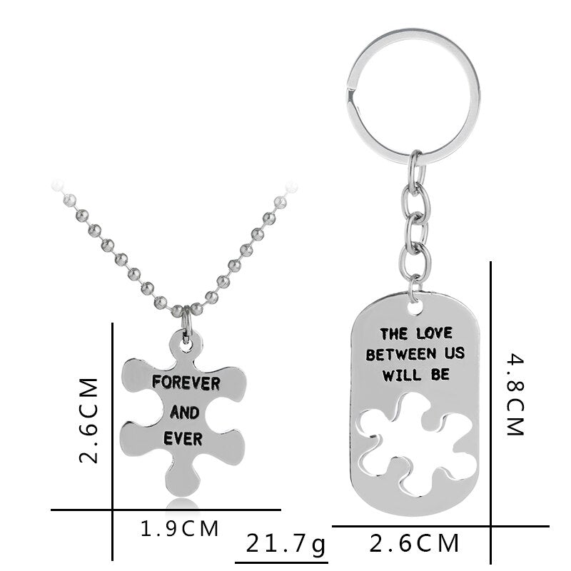 Kärleken mellan oss kommer att vara för evigt och alltid pussel halsband