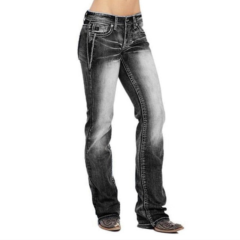 Jeans i denim med stöpsnitt