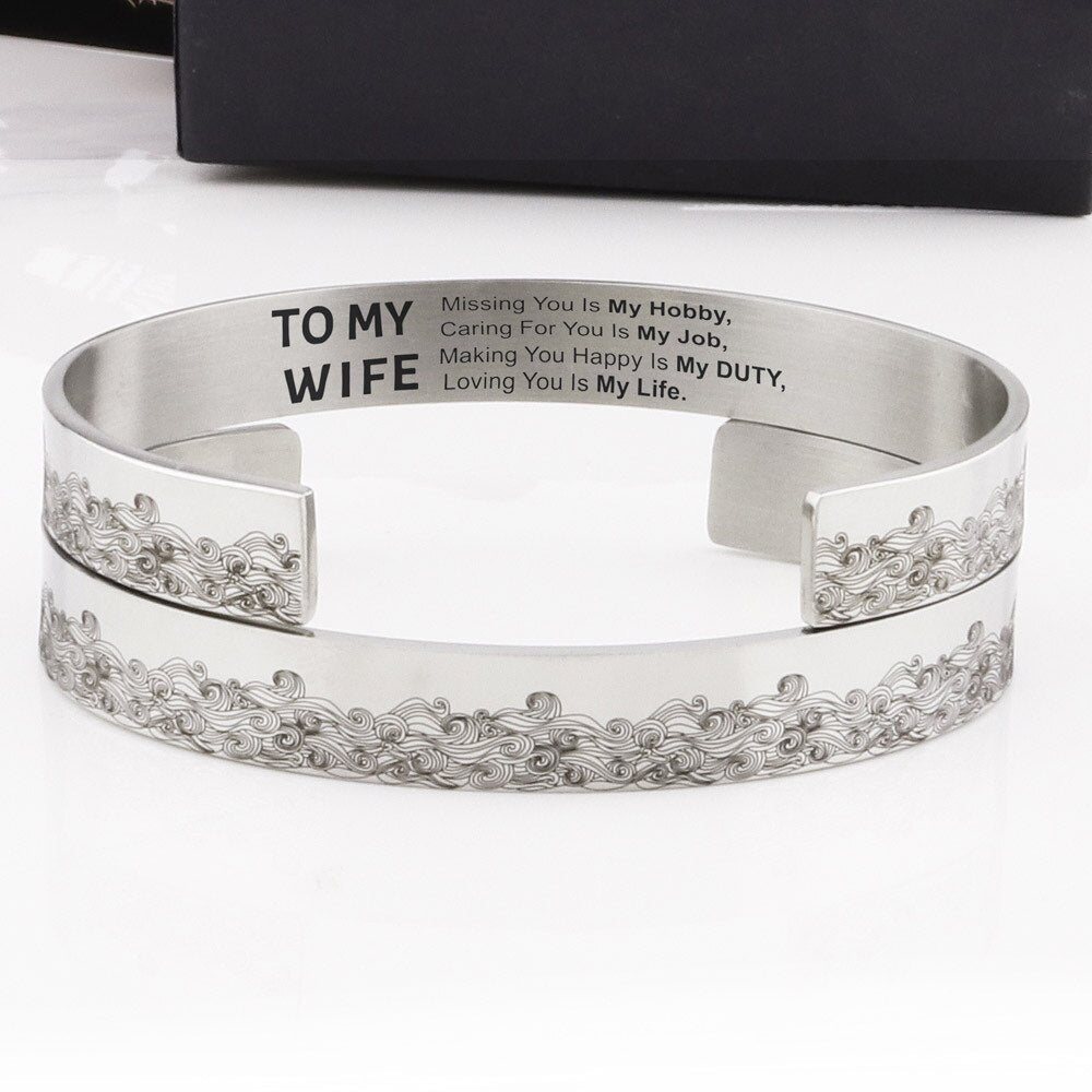 Till min fru, Missing You är min hobby manschett armband