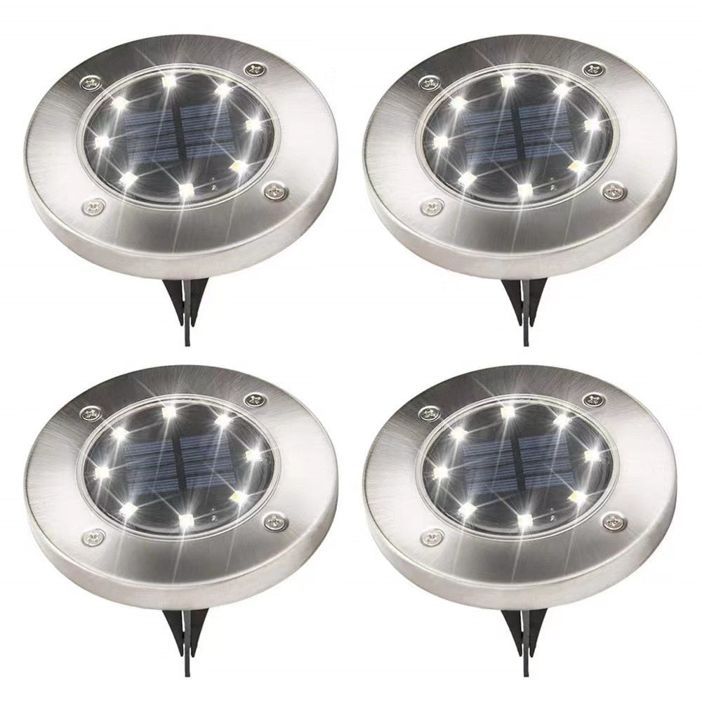 8 lysdioder utomhus Solar Disk Light