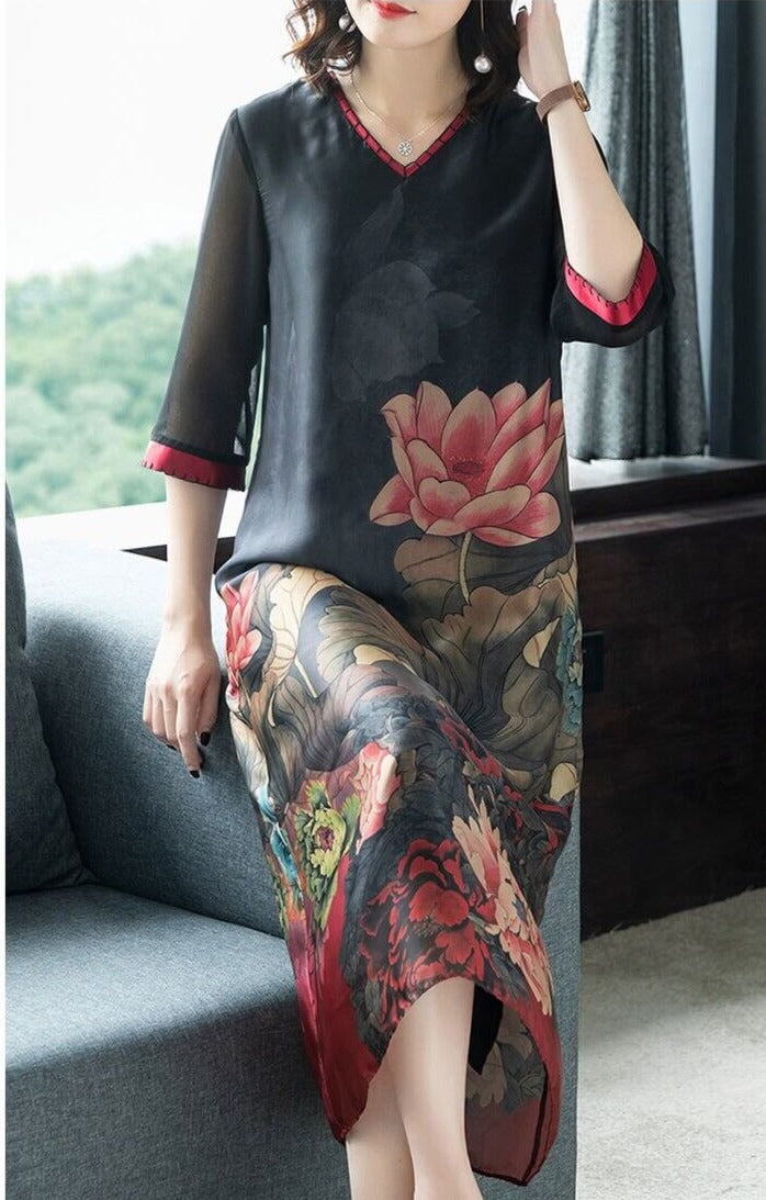 Klänning i äkta mjukt silke