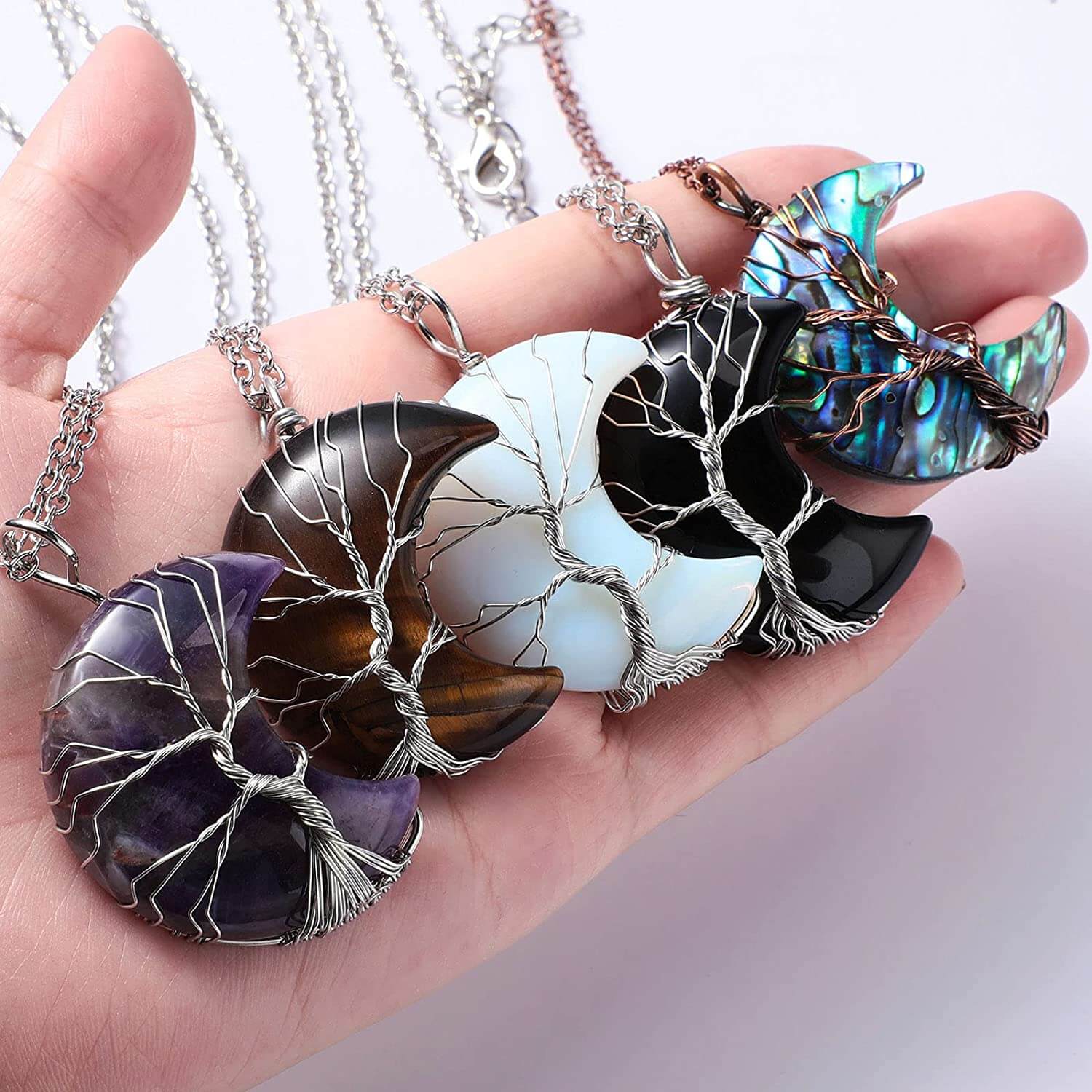 Livets träd och halvmåne halsband