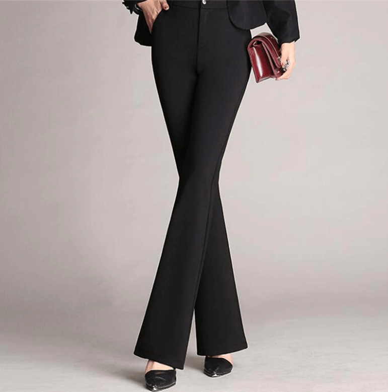 Smala byxor med hög midja och smala utställda byxor