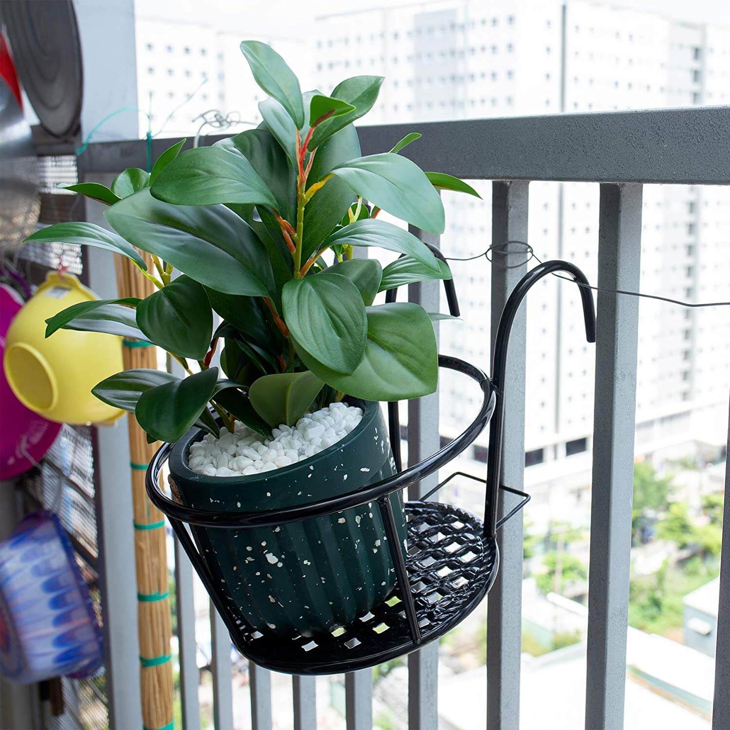 Järn Konst Hängande Korg