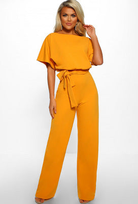 Damens Jumpsuit Med Laced Midja och Vida Ben
