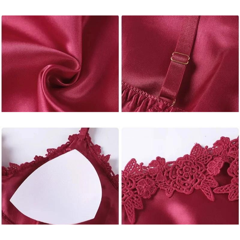 5-i-1 Satin-stil Nattkläder Set | Satin-stil Nattlinne & Pyjamas | Lyxigt Sovplagg Dam 2