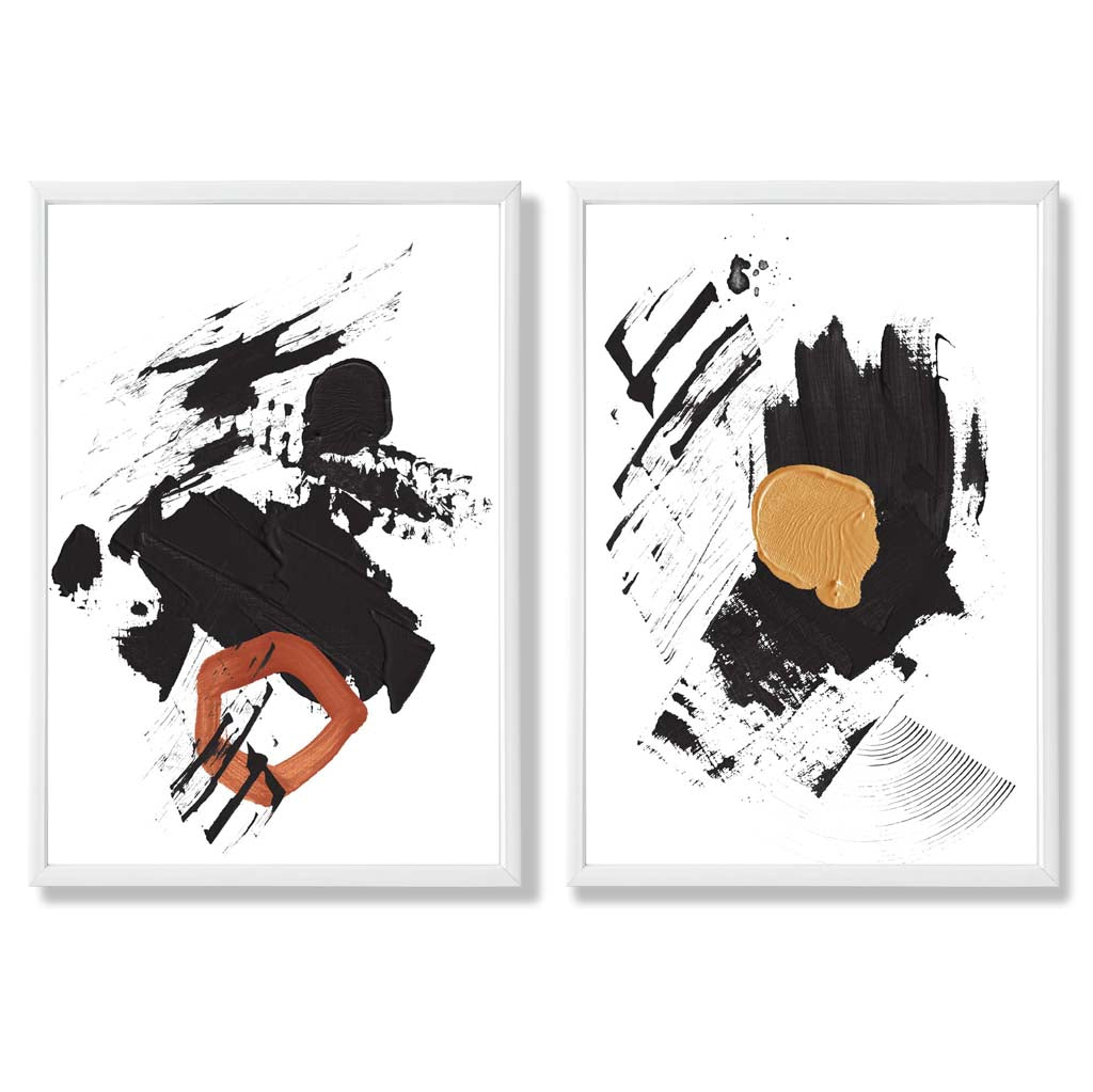 Abstrakt Konsttryck Set med Svart och Gul Design 3