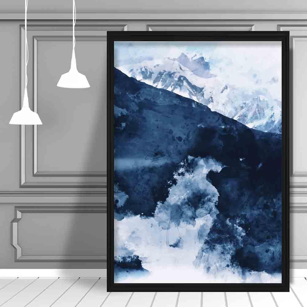 Abstrakt Konsttryck med Blå Bergsdesign 1