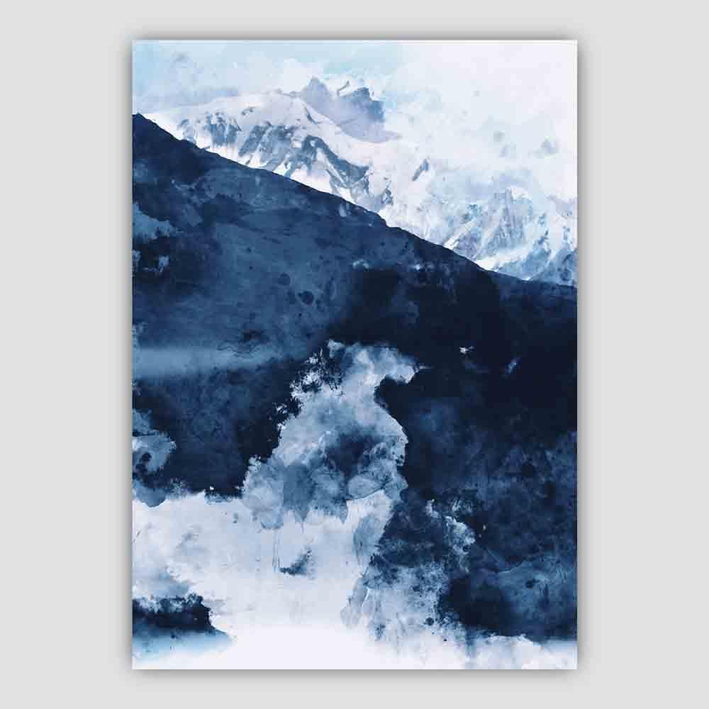 Abstrakt Konsttryck med Blå Bergsdesign 3