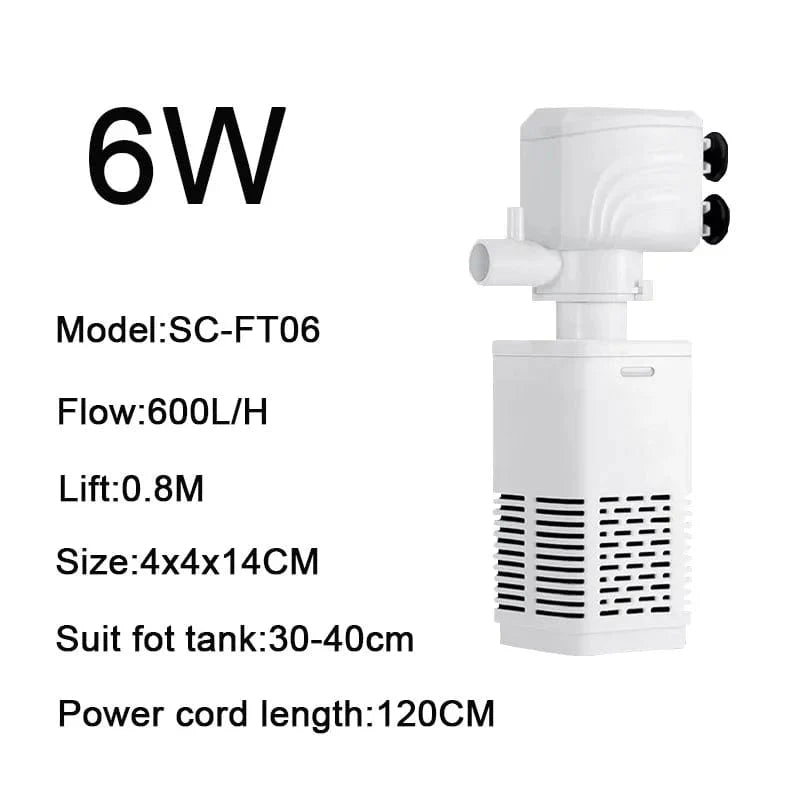 Akvariefilterpump 4 i 1 Tyst Dränkbar 0