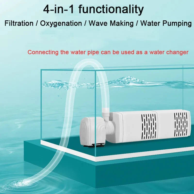 Akvariefilterpump 4 i 1 Tyst Dränkbar 4
