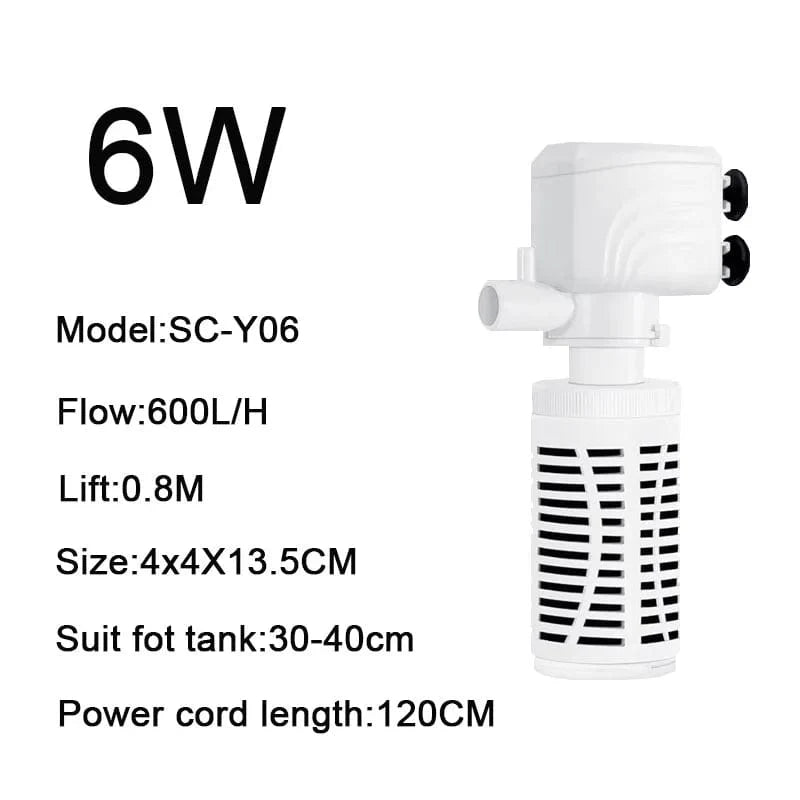 Akvariefilterpump 4 i 1 Tyst Dränkbar 7
