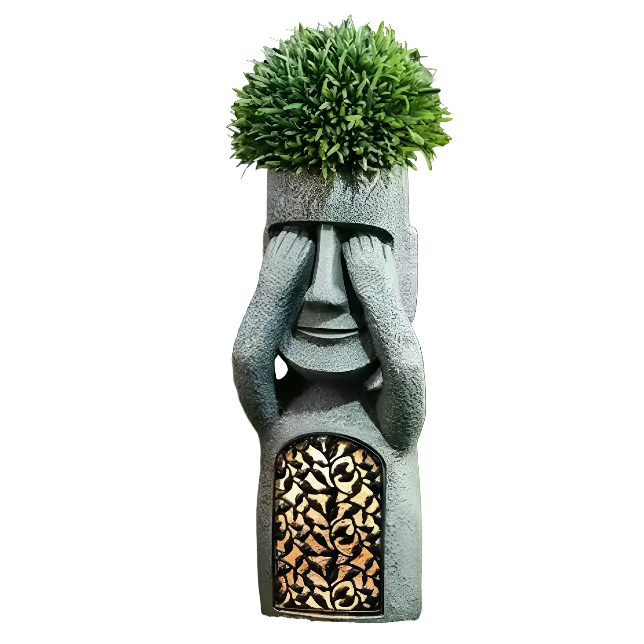 Ansiktsformad Planteringskruka med Solcell LED 0