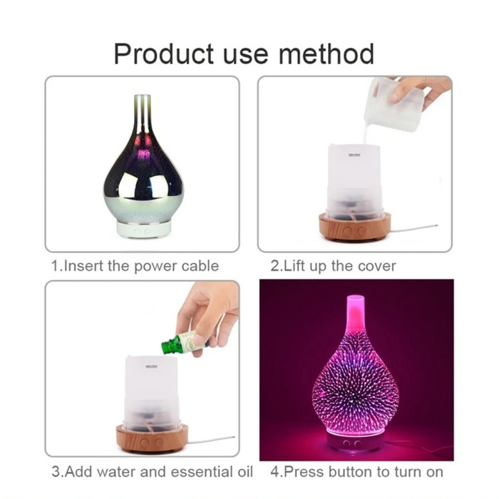 Aromaburst Aromdiffusor i 3D-glas med LED-färgskiftning 6