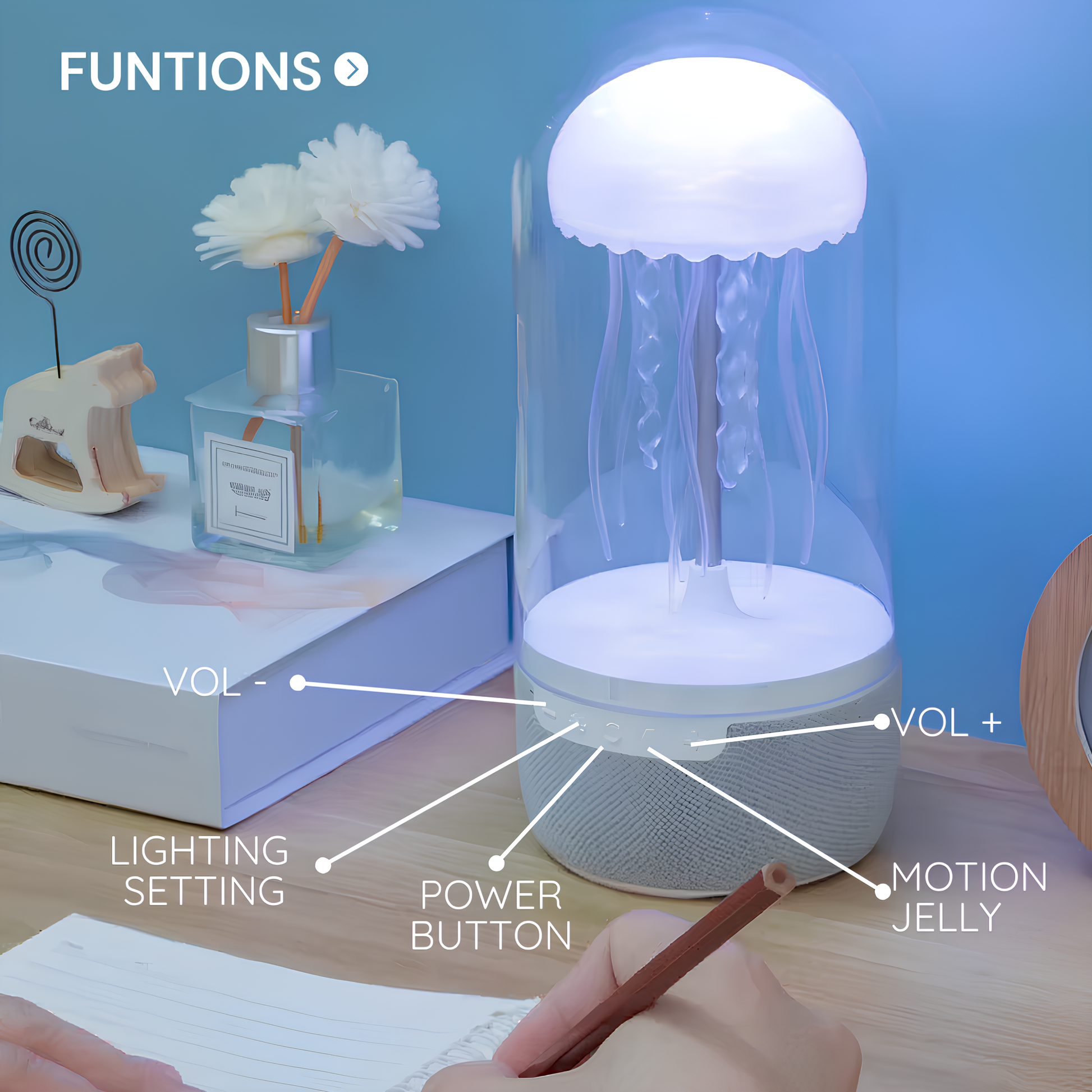 Bärbar Bluetooth Högtalare Jellyfish Med Neonljus För Fest Atmosfär 7